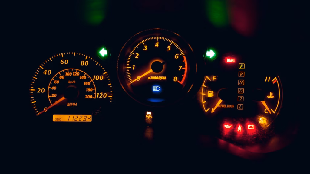 rise smart cars connected — Modern car dashboard digital interface lights